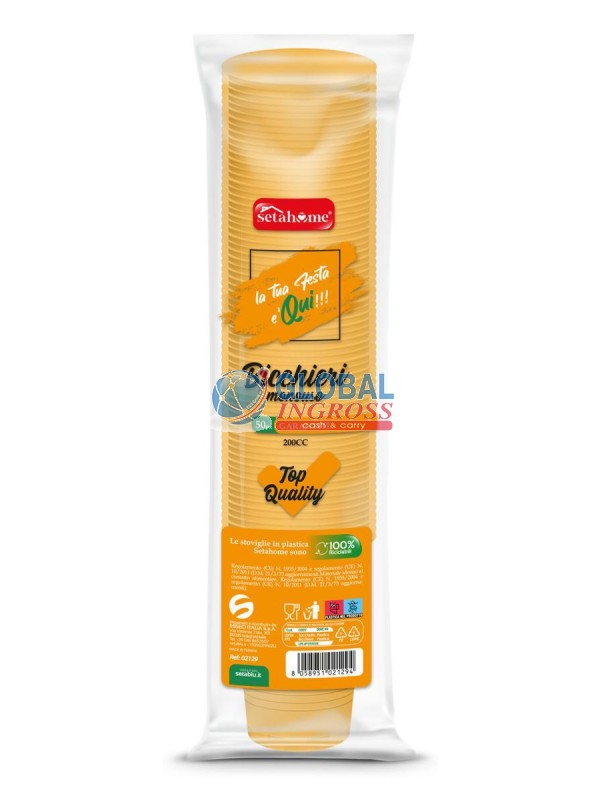 BICCHIERI MONOUSO ARANCIO 50pz 200cc