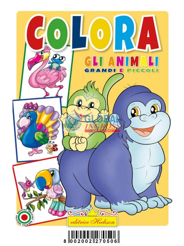 LIBRO COLORA ANIMALI GRANDI E PICCOLI.