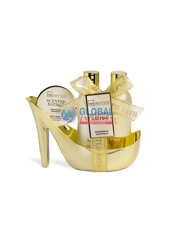 SET SCENTED BATH SHOE 3pz GOLD HEEL