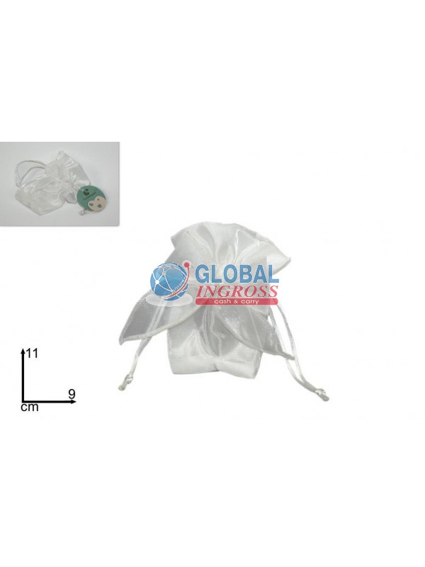 SACCHETTO ORGANZA FIOCCO BIANCO