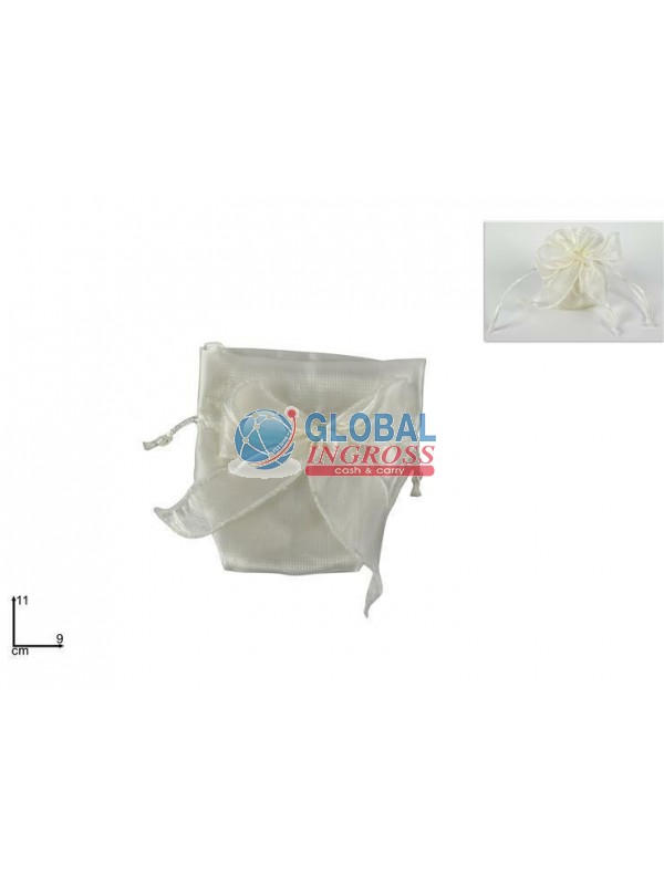 SACCHETTO ORGANZA FIOCCO AVORIO