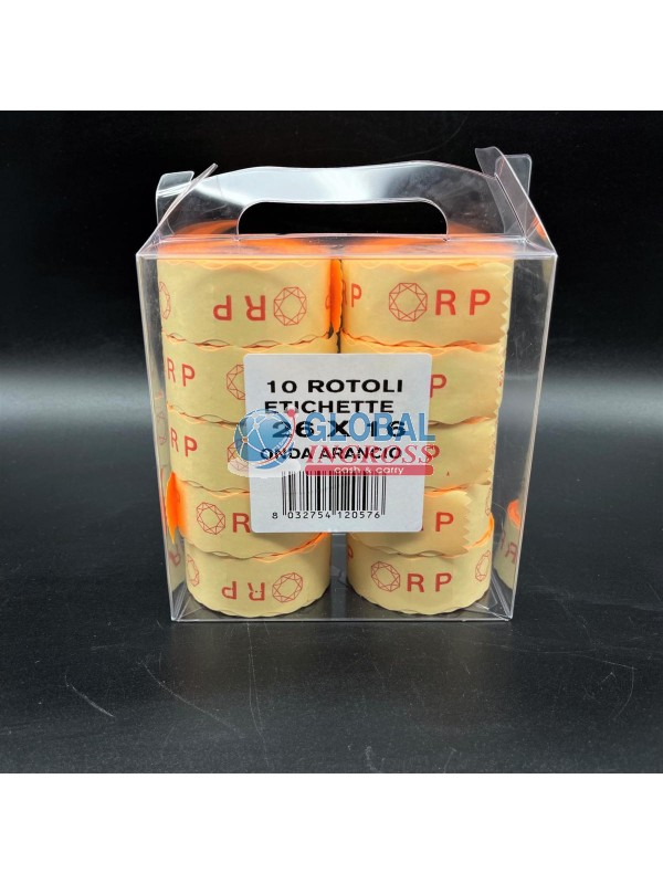 ETICHETTE 26x16 ONDA ARANCIO 10rot. PREZZATRICE