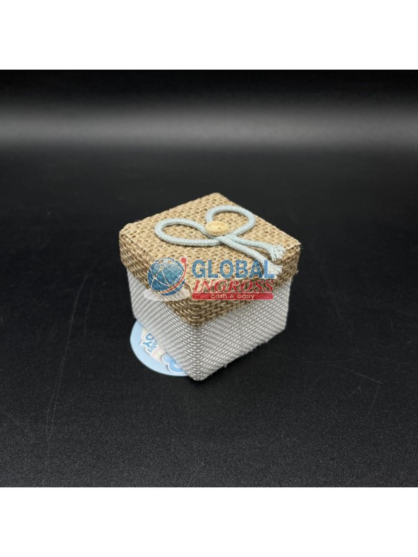 SCATOLA JUTA C/FIOCCO CELESTE