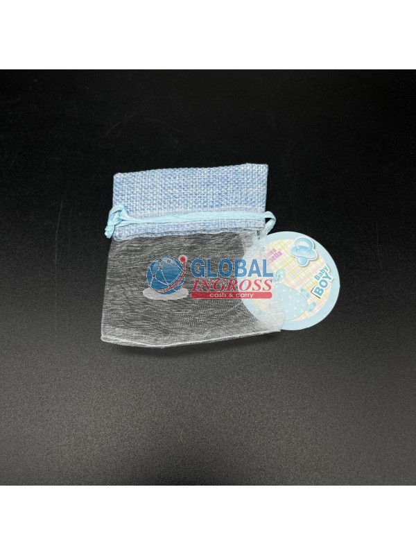 SACCHETTO JUTA/ORGANZA CELESTE 8x10