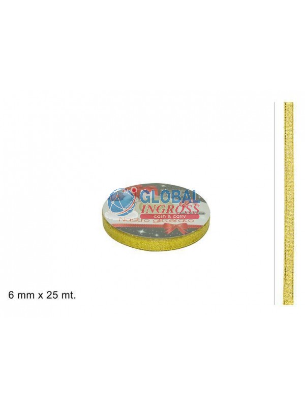 NASTRO GLITTER ORO mm6x25mt