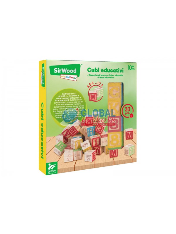 CUBI LEGNO LETTERE NUMERI SIMBOLI 30pz