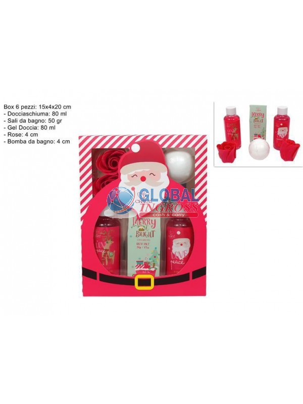 SET DA BAGNO 4pz CONFEZIONE REGALO BABBO NATALE ROSSO