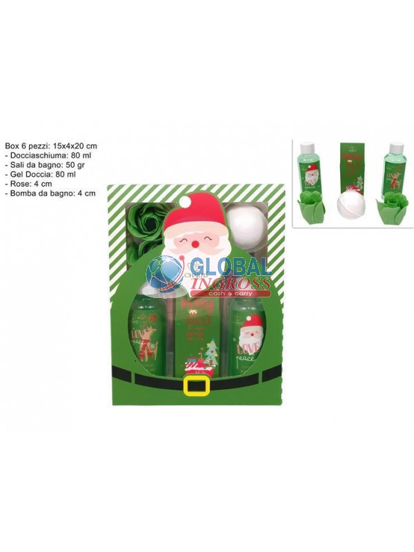 SET DA BAGNO 4pz CONFEZIONE REGALO BABBO NATALE VERDE