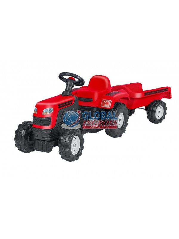TRATTORE DOLU PEDALI ROSSO C/RIMORCHIO