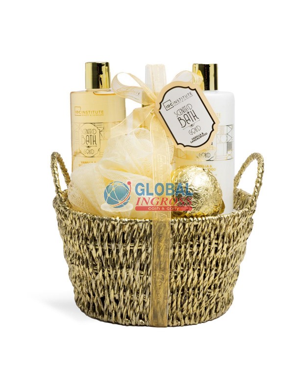SET SCENTED SCENTED BATH GOLD BASKET GIFT SET