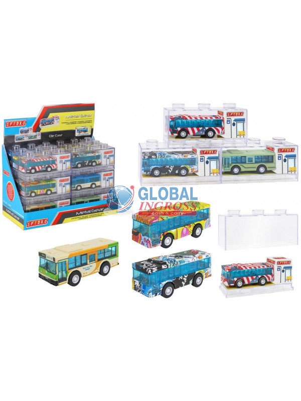 MODELLINO AUTOBUS DIE CAST PLASTIC BOX RETROCARICA