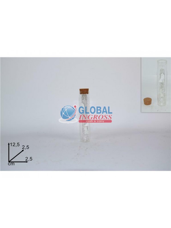 AMPOLLA VETRO SPOSI 12cm TAPPO SUGHERO