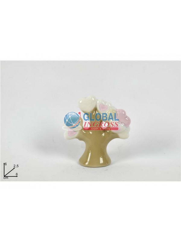 ALBERO C/CUORI ROSA 6cm