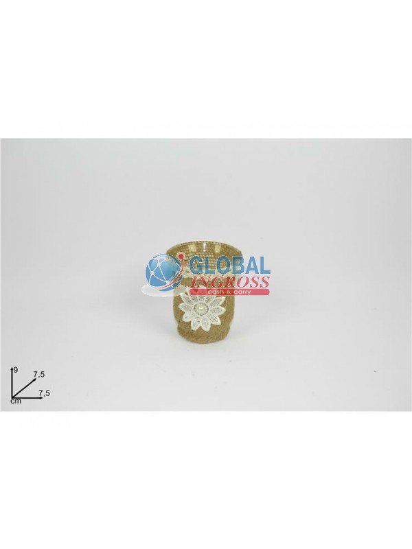 BICCHIERINO JUTA/MERLETTO 9cm