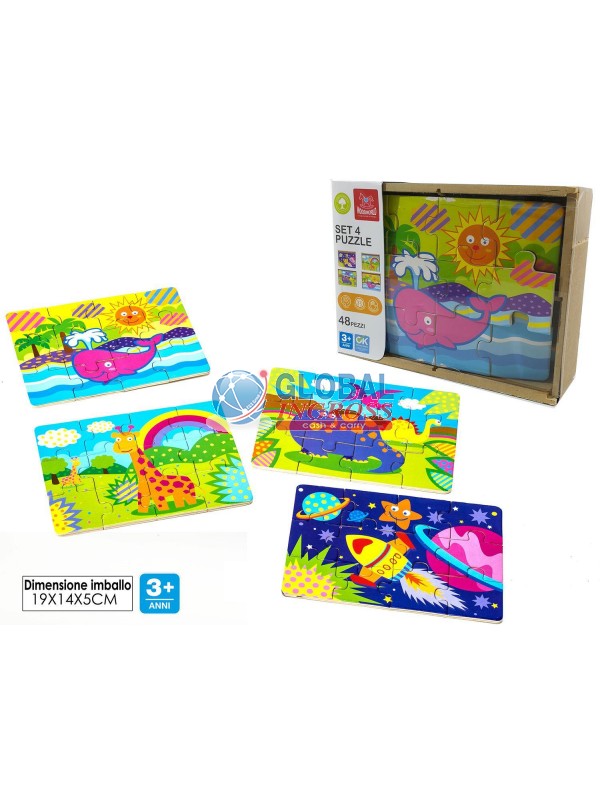 SET 4 PUZZLE LEGNO 48pz