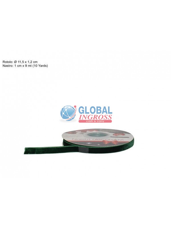 NASTRO VELLUTO VERDE cm1x9mt