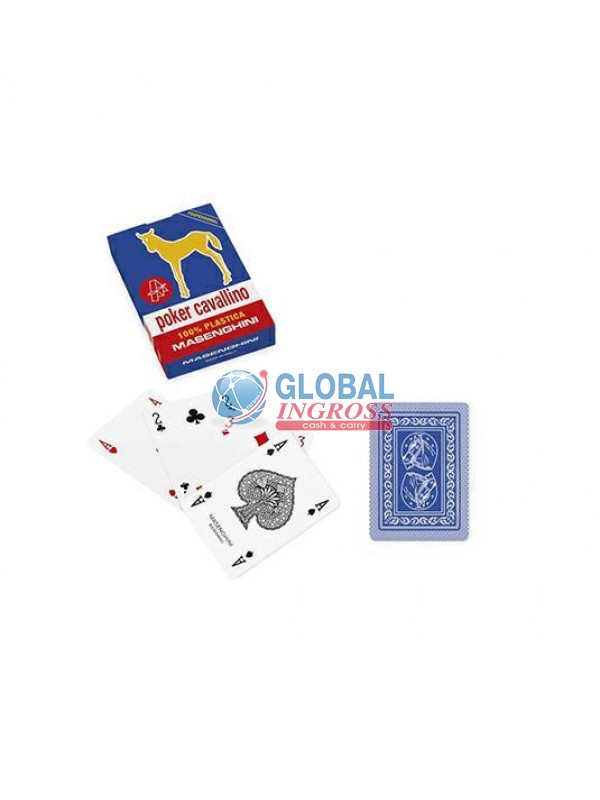 CARTE POKER CAVALLINO ORO BLU PLASTICA