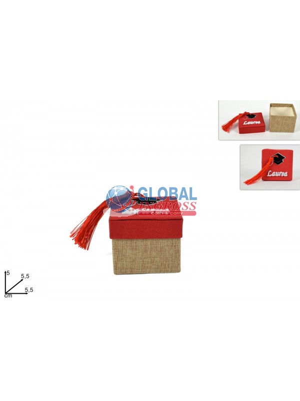 SCATOLINA LAUREA QUADRATA EFFETTO JUTA