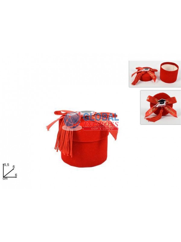 SCATOLINA LAUREA TONDA FIOCCO ROSSO