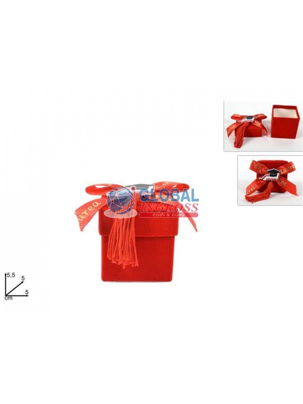 SCATOLINA LAUREA QUADRATA FIOCCO ROSSO