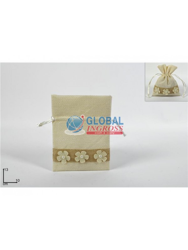 SACCHETTO JUTA C/FIORI 10x13