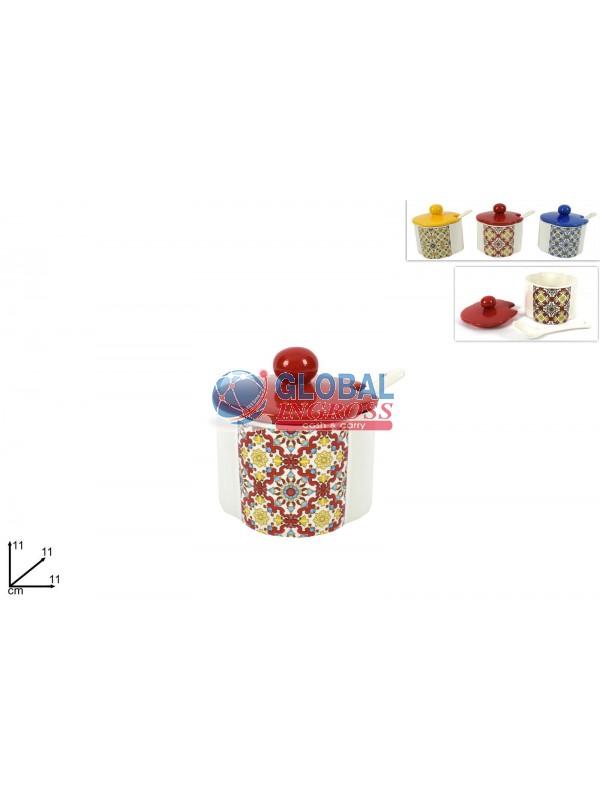BARATTOLO DECORO MAIOLICA C/CUCCHIAINO
