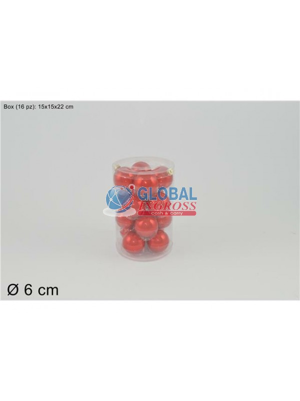 PALLE VETRO PERLATE ROSSO 6cm 16pz