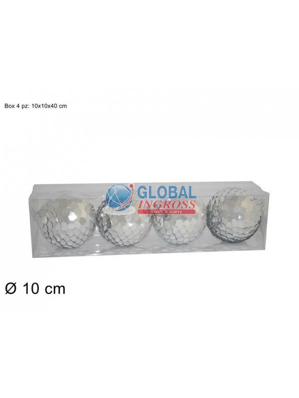 PALLE PAILLETTES SILVER10cm 4pz