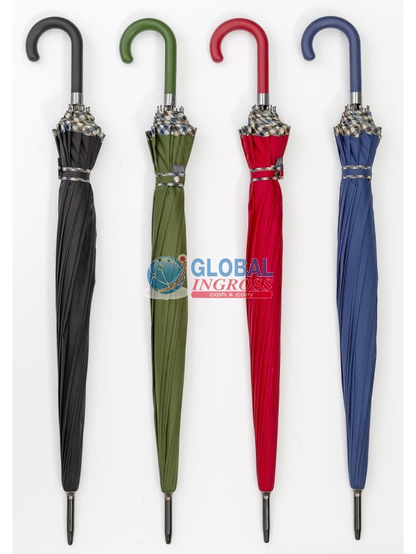 OMBRELLO LUNGO AUTO 16 RIBS BORDO SCOZZESE