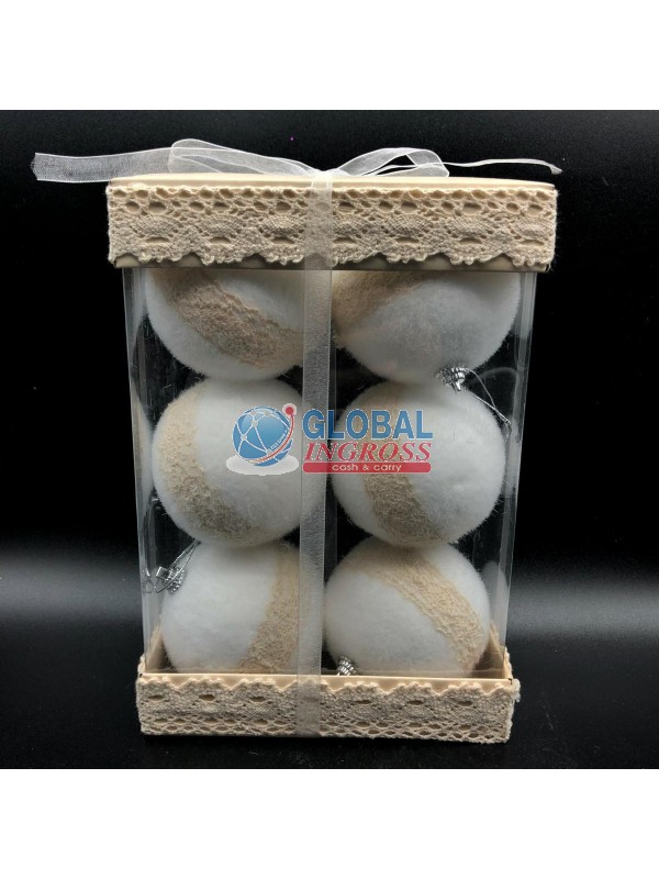 PALLINE BIANCO MERLETTO6pz