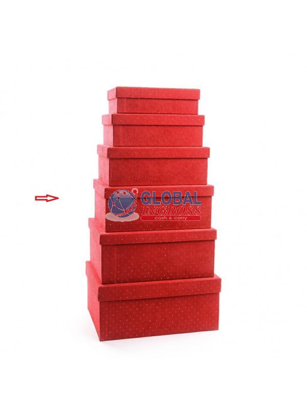 SCATOLA TESSUTO ROSSO C/BRILLANTINI 35x25x14