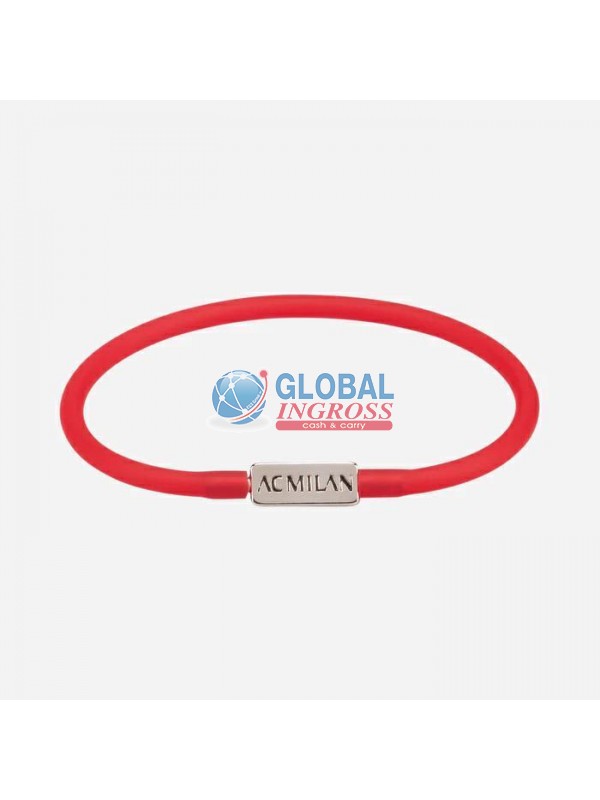 BRACCIALE MILAN SILICONE ROSSO PIASTRINA