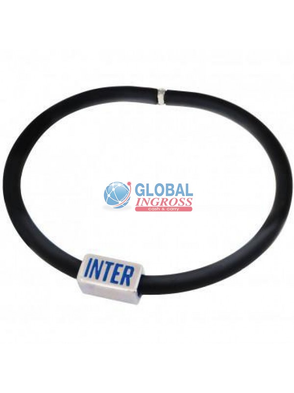 BRACCIALE INTER SILICONE NERO PIASTRINA