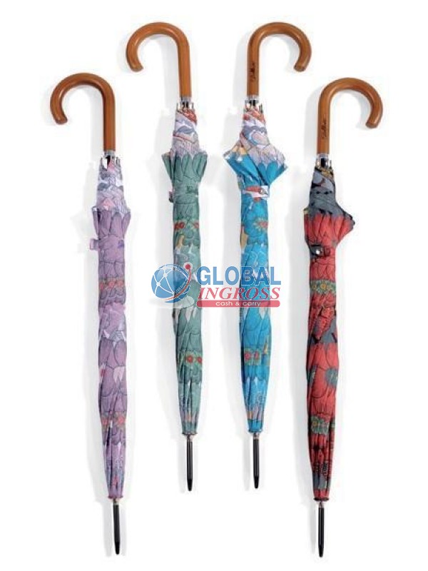 OMBRELLO LUNGO PONGEE STAMPA FIORATA