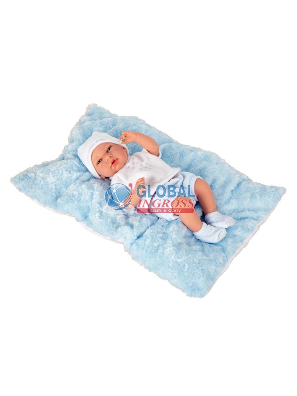 BAMBOLA ARIAS 40cm CON CUSCINO AZZURRO