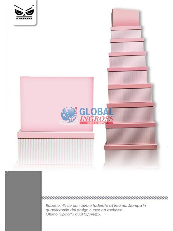 SCATOLA RIGHE ROSA 20x14x8