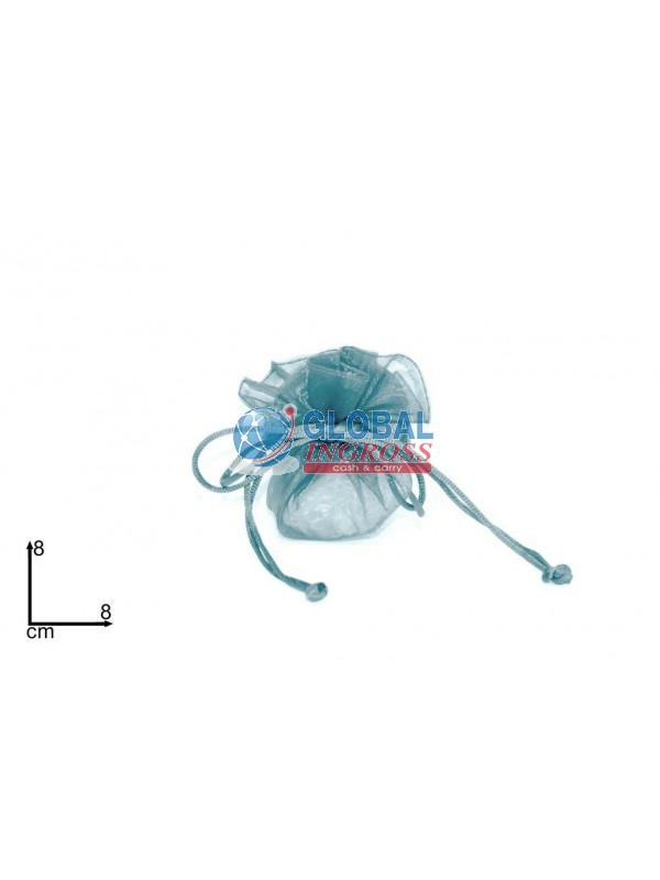 SACCHETTO CELESTE ORGANZA TONDO
