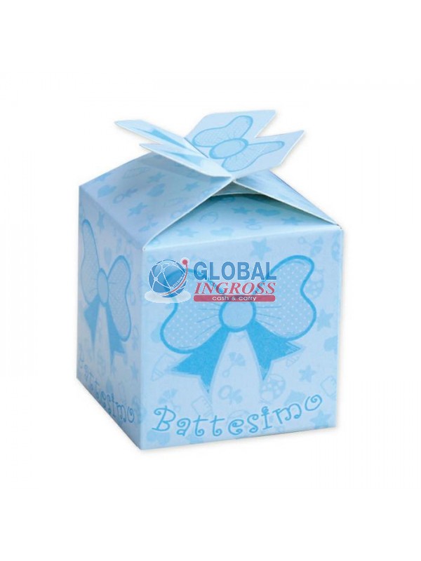 SCATOLA CUBO BATTESIMO CELESTE 5x5