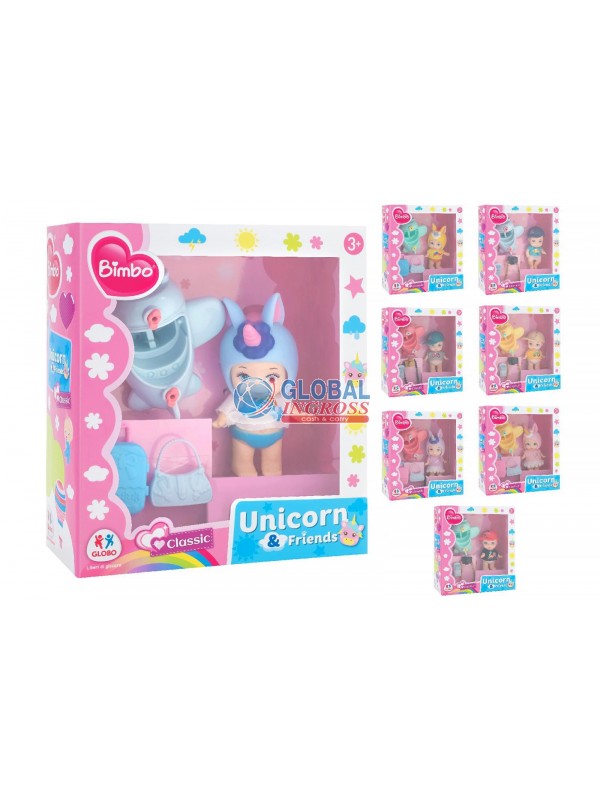 BAMBOLA 9cm UNICORNO C/AEREO