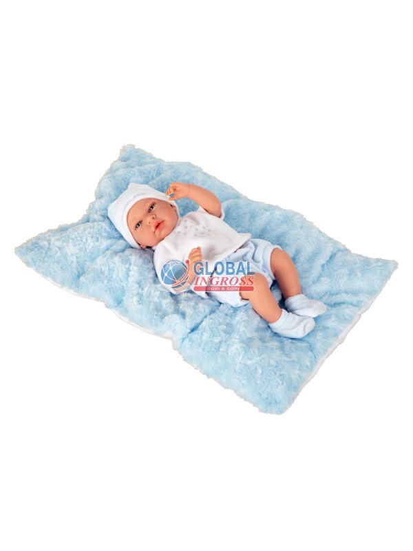 BAMBOLA ARIAS 40cm CON CUSCINO AZZURRO