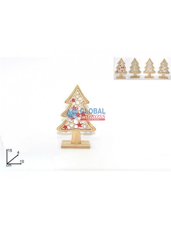 ALBERO LEGNO C/STELLE 15cm