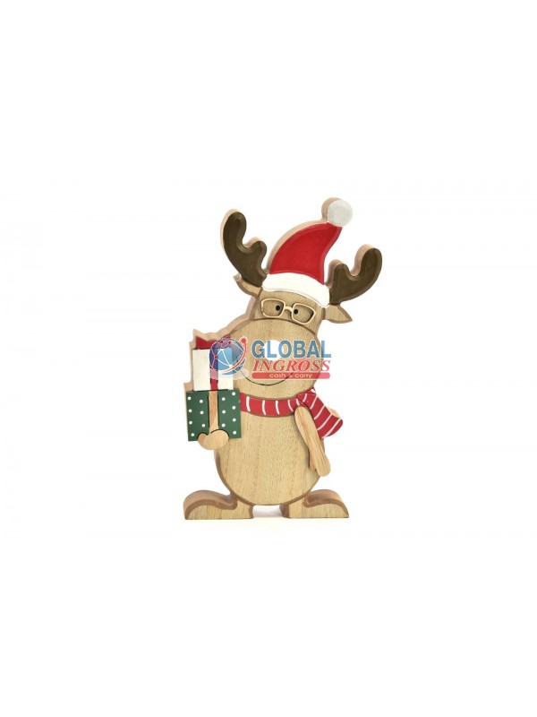 RENNA NATALE LEGNO C/LUCI 22cm