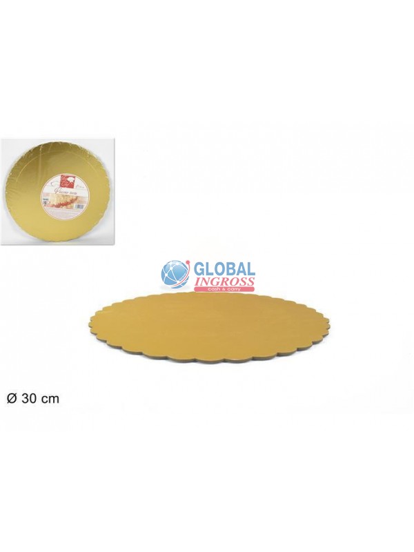 VASSOIO TORTA ORO 30cm CARTONE TONDO