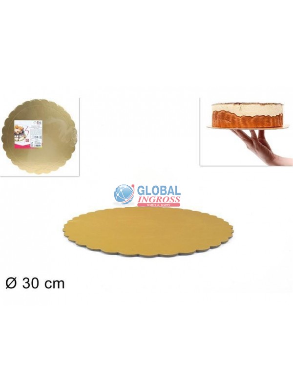 VASSOIO TORTA ORO 30cm CARTONE TONDO