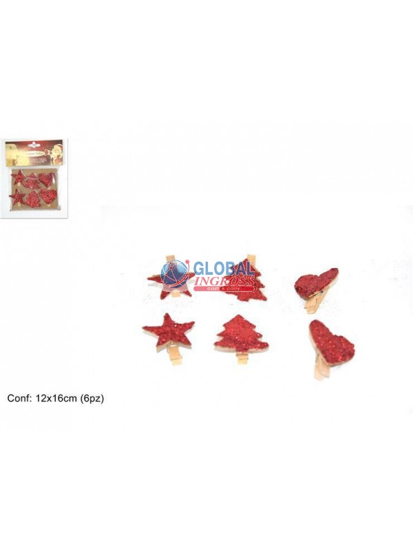 MOLLETTE GLITTER ROSSO 6pz