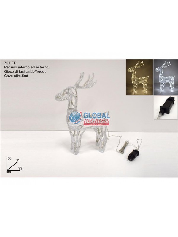 RENNA LUMINOSA 70 LED C/GIOCHI LUCE CALDO/FREDDO