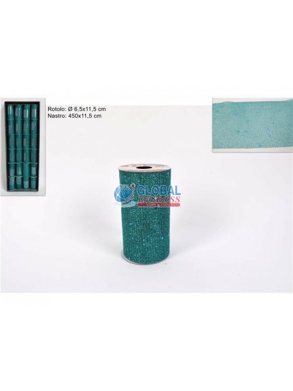 NASTRO PAILLETTES VERDE11cm x4,5mt