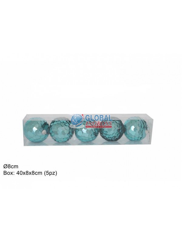 PALLE PAILLETTES VERDE 8cm 5pz