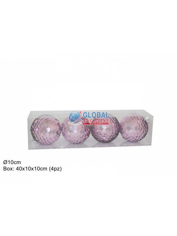 PALLE PAILLETTES ROSA 10cm 4pz