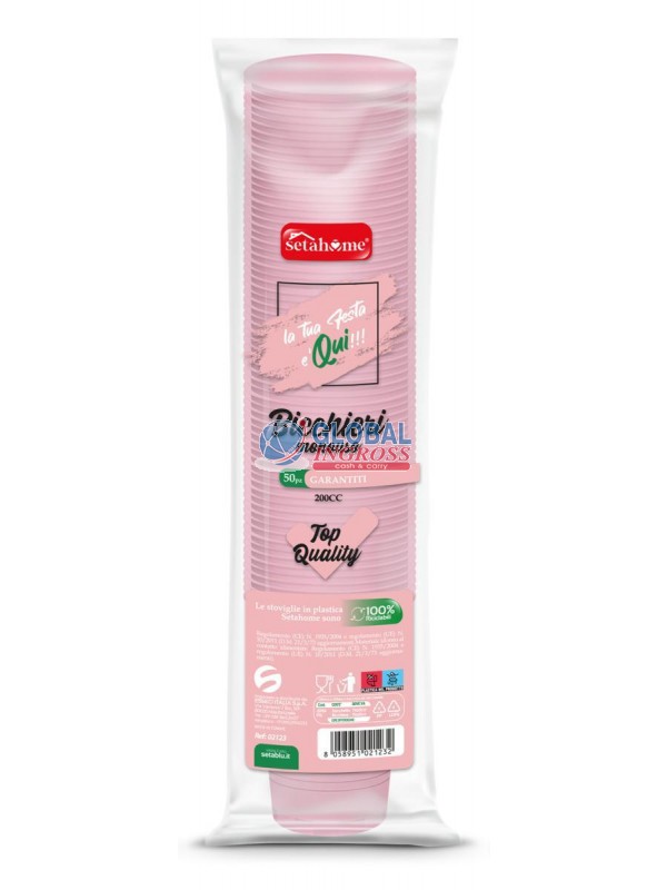 BICCHIERI MONOUSO ROSA 50pz 200cc